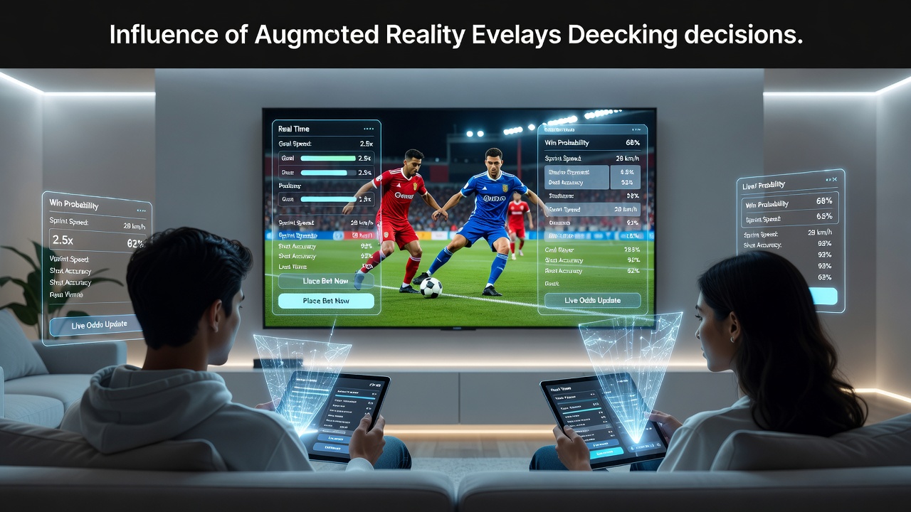 Augmented reality overlays displaying real-time betting statistics during a live sports event stream