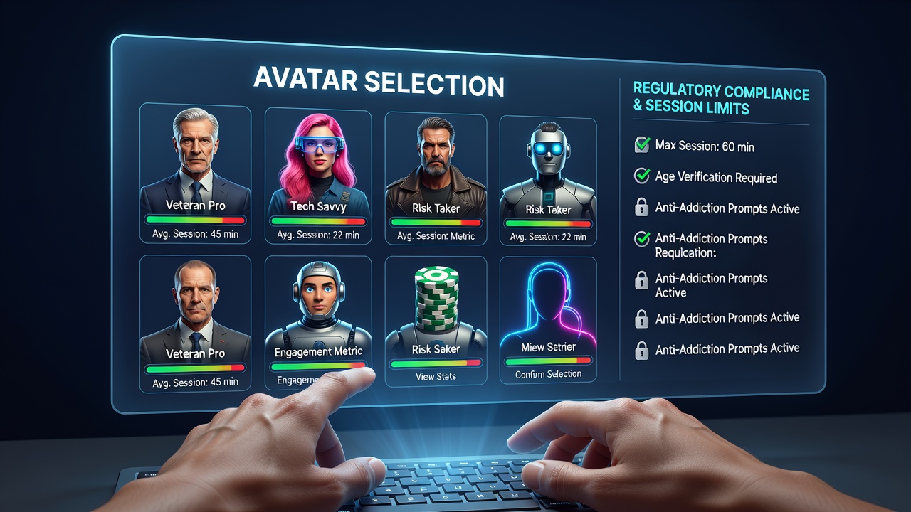 Players interacting at virtual poker tables with customized avatars displayed above their seats