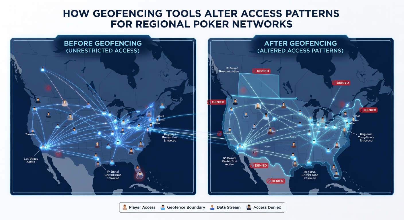 Regional poker traffic maps showing geofenced access zones and player density shifts