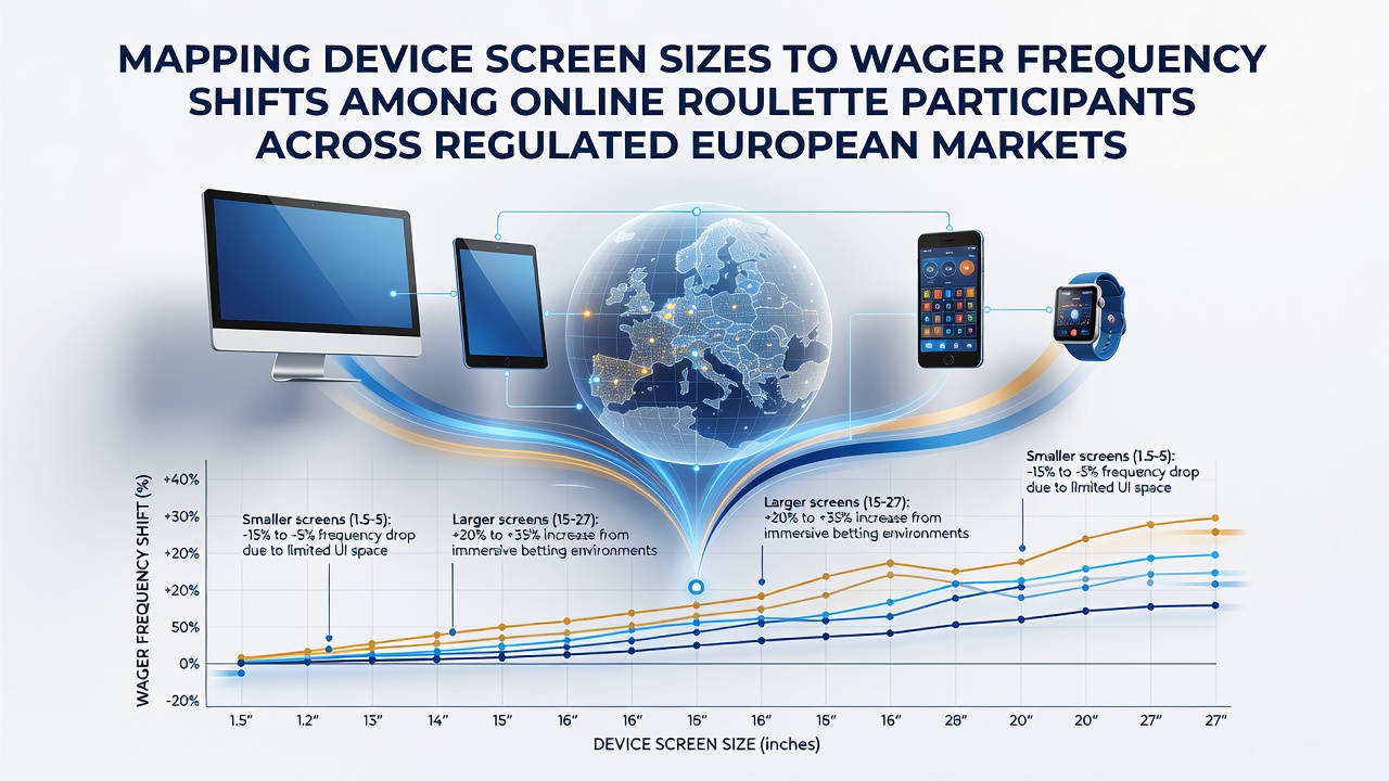 Chart displaying correlations between device screen sizes and wager frequency shifts in regulated European online roulette markets