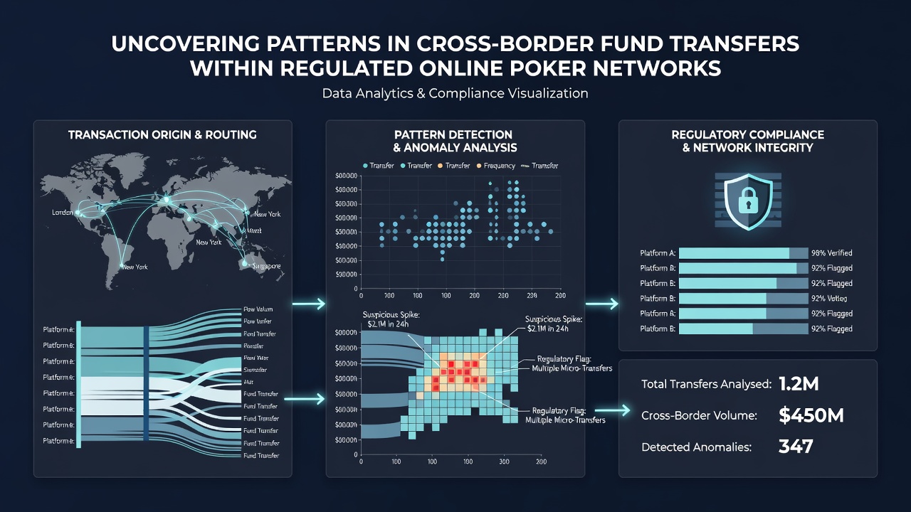 Heatmap visualization of transaction volumes across international poker network routes